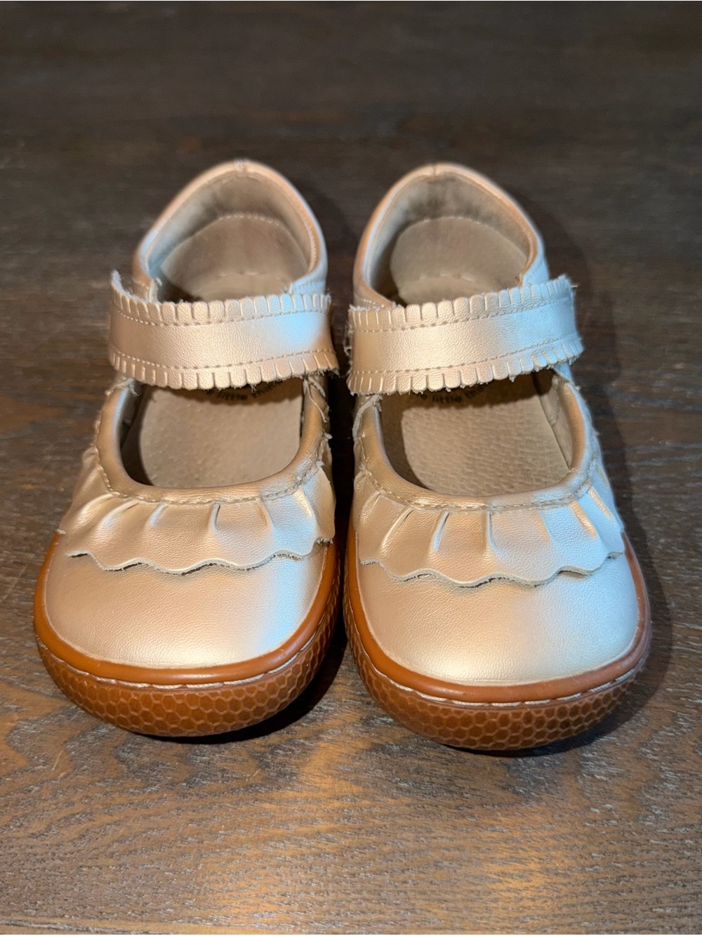 Livie and Luca Champagne Ruche Classic Mary Janes size 8